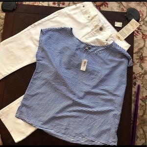 Talbots 2 petite white denim cropped flare pants